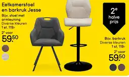 Leen Bakker Eetkamerstoel en barkruk Jesse aanbieding