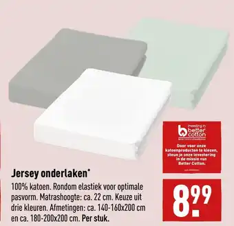 ALDI Jersey onderlaken Afmetingen 140-160 x 200 cm per stuk aanbieding