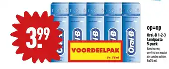 ALDI Oral-b 1-2-3 tandpasta 5-pack aanbieding