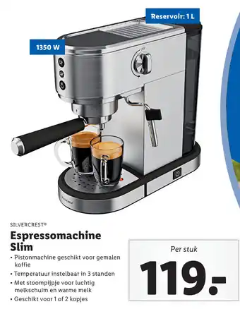 Lidl Silvercrest Espressomachine Slim aanbieding