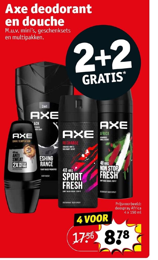 Axe deodorant en douche aanbieding bij Kruidvat