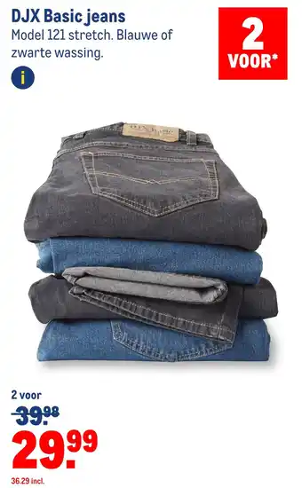 Makro DJX Basic jeans Model 121 stretch. Blauwe of zwarte wassing. aanbieding