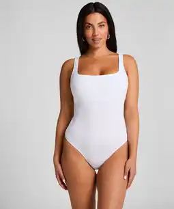 Hunkemoller Hunkemöller Katoenen rib body Wit aanbieding