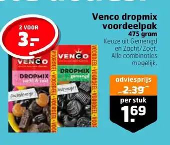 Trekpleister Venco dropmix voordeelpak 475 gram aanbieding