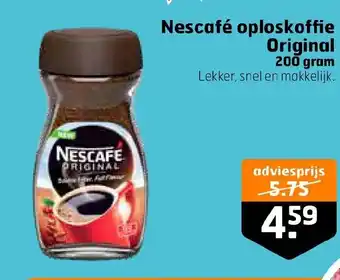 Trekpleister Nescafe oploskoffie Original 200 gram aanbieding