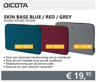 Informatique DICOTA SKIN BASE BLUR/RED/GREY 13-14.1" aanbieding