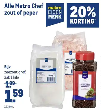 Makro Alle Metro Chef zout of peper aanbieding