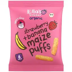 Trekpleister Ella's Kitchen 6+M Strawberry + Banana Maize Puffs aanbieding