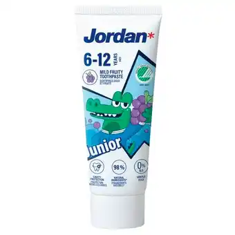 Trekpleister Jordan Junior 6-12 Jaar Tandpasta aanbieding