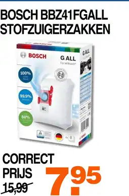 Correct Bosch BBZ41FGALL stofzuigerzakken aanbieding