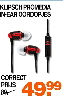 Correct Klipsch promedia in ear oordopjes aanbieding