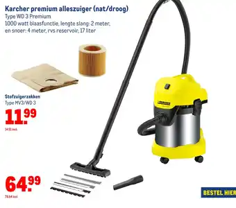 Makro Karcher premium alleszuiger (nat/droog) aanbieding