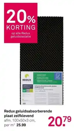 Karwei Redux geluidsabsorberende plaat zelfklevend afm. 100x50x3 cm, per m² 25.99 aanbieding