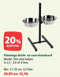 Maxi Zoo Flamingo drink en voerstandaard Model: Otis met bakjes aanbieding