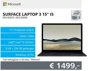 Informatique Microsoft SURFACE LAPTOP 3 15" I5 (RDZ-00029/RDZ-00008) aanbieding