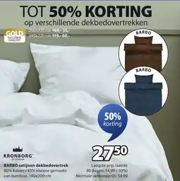 Jysk Barbo satijnen dekbedovertrek aanbieding