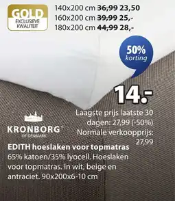 Jysk Edith hoeslaken voor topmatras aanbieding