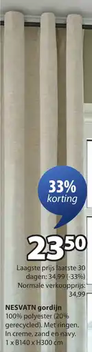Jysk Nesvatn gordijn aanbieding