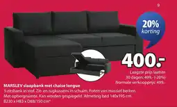 Jysk Marslev slaapbank met chaise longue aanbieding