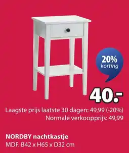 Jysk Nordby nachtkastje aanbieding