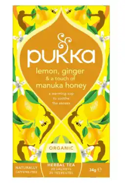 De Online Drogist Pukka Lemon Ginger & Manuka Honey Thee aanbieding
