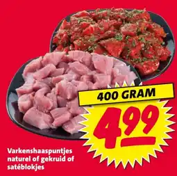Nettorama Varkenshaaspuntjes naturel of gekruid of satéblokjes aanbieding