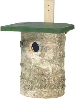 Intratuin Vogelbescherming Nederland vogelhuisje Birch Log naturel 23,5 x 18,1 x 30 cm aanbieding