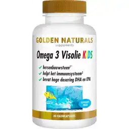 Etos Golden Naturals Omega 3 Visolie Kids Kauwcapsules 60 stuks aanbieding