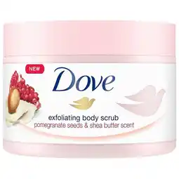 Trekpleister Dove Pomegranate & Shea Butter Exfoliating Body Scrub aanbieding