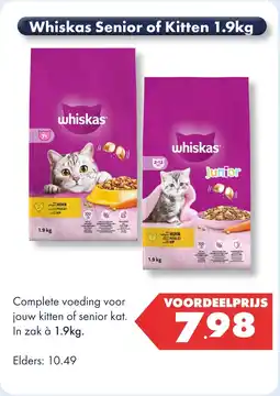 Huisdier Voordeelshop Whiskas Senior of Kitten 1.9kg aanbieding