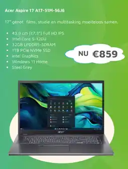 Digitotaal Acer Aspire 17 A17-51M-56J6 aanbieding