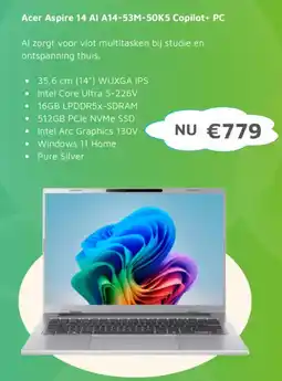 Digitotaal Acer Aspire 14 AI A14-53M-50K5 Copilot+ PC aanbieding