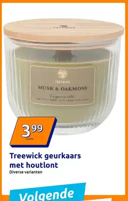 Action Treewick geurkaars met houtlont aanbieding