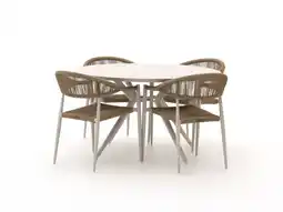 Kees Smit Manifesto Belpasso/Sora ø127cm dining tuinset 5-delig stapelbaar aanbieding