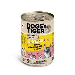 Zooplus Voordeelpakket: 12x400g Dogs'n Tiger snackmenu kip met hartjes nat kattenvoer aanbieding