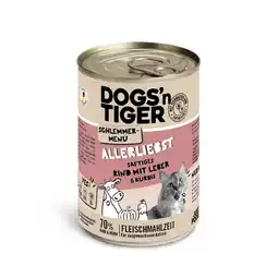 Zooplus Voordeelpakket: 12x400g Dogs'n Tiger snackmenu rund met lever nat kattenvoer aanbieding