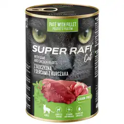Zooplus 24x400g voordeelverpakking Rafi Cat Super Game en Chicken Hearts nat kattenvoer aanbieding