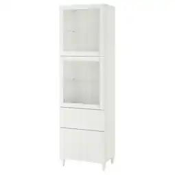 IKEA Witte bestÅ kast, hoog en smal met glazen deuren en lades, modern minimalistisch design aanbieding