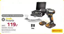 Praxis Worx accu boormachine aanbieding
