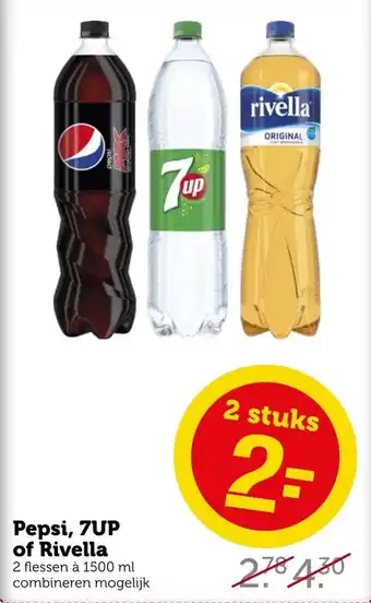 Coop Pepsi, 7UP of Rivella 1500ml aanbieding