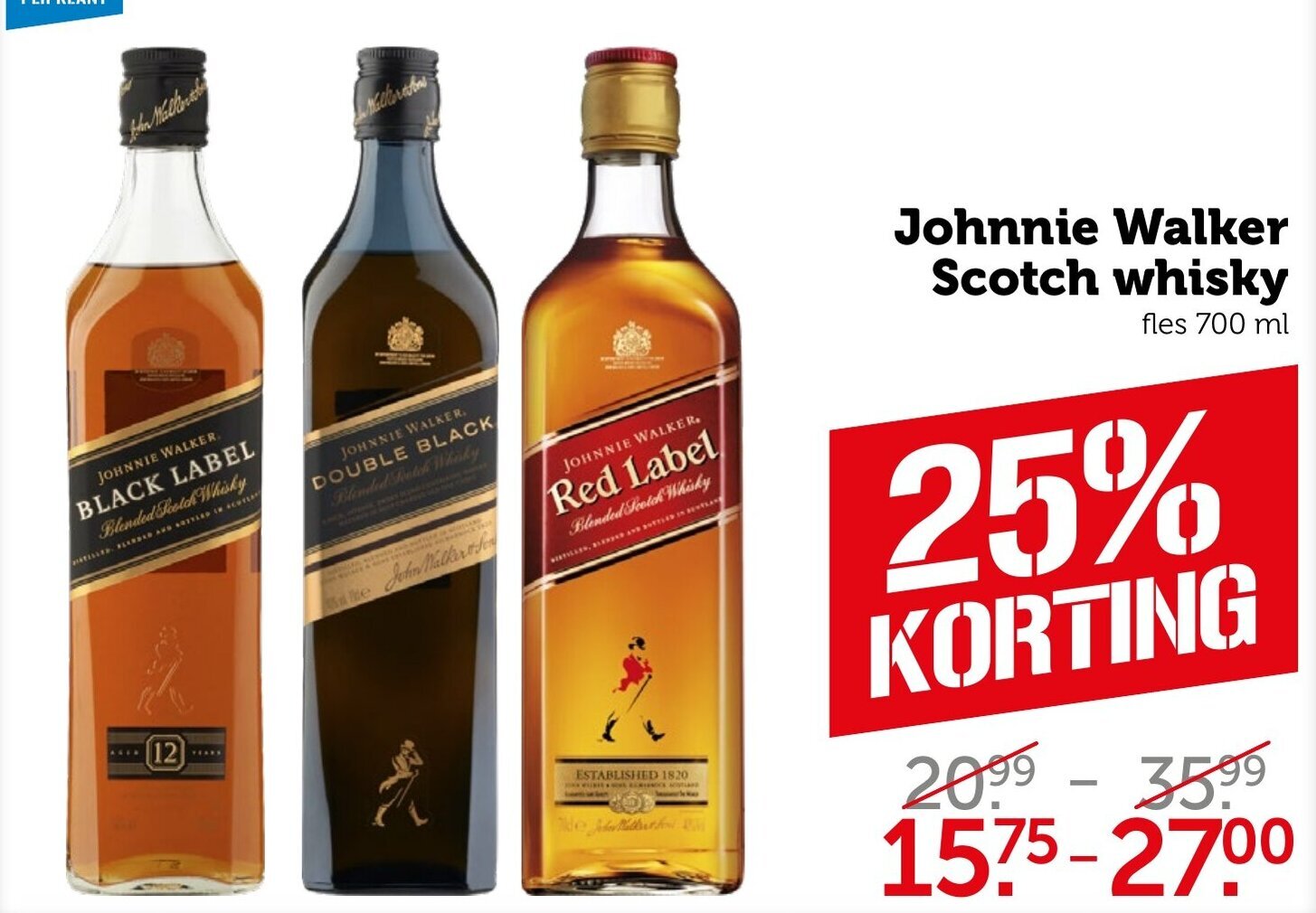 Johnnie Walker Scotch whisky 700ml aanbieding bij Coop