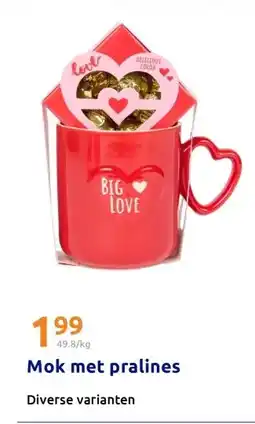 Action Mok met pralines aanbieding