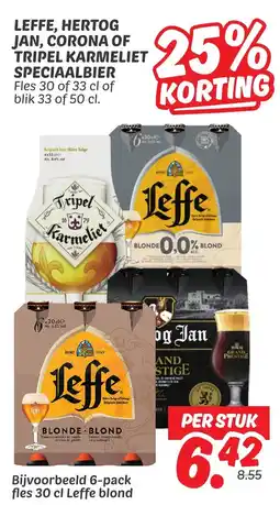 Dekamarkt Leffe, Hertog Jan, Corona Of Tripel Karmeliet Speciaalbier aanbieding