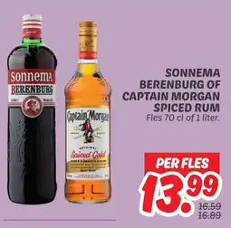 Dekamarkt Sonnema Berenburg Of Captain Morgan Spiced Rum aanbieding