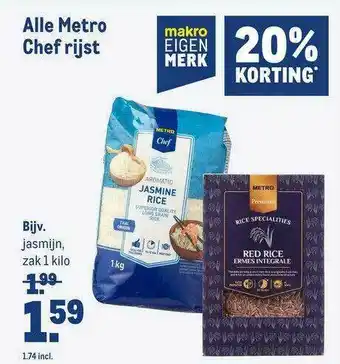 Makro Alle Metro Chef Rijst 20% Korting aanbieding