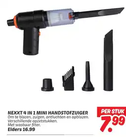 Dekamarkt Nexxt 4 in 1 Mini Handstofzuiger aanbieding