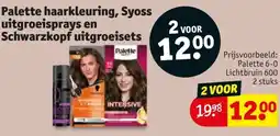 Kruidvat Palette haarkleuring, Syoss uitgroeisprays en Schwarzkopf uitgroeisets aanbieding