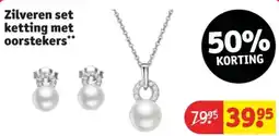 Kruidvat Zilveren set ketting met oorstekers aanbieding