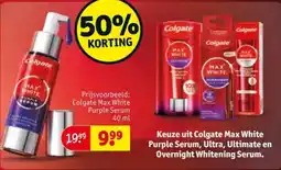 Kruidvat Keuze uit Colgate Max White Purple Serum, Ultra, Ultimate en Overnight Whitening Serum. aanbieding