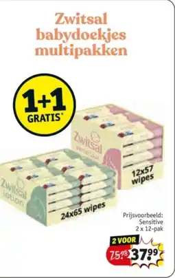 Kruidvat Zwitsal babydoekjes multipakken aanbieding